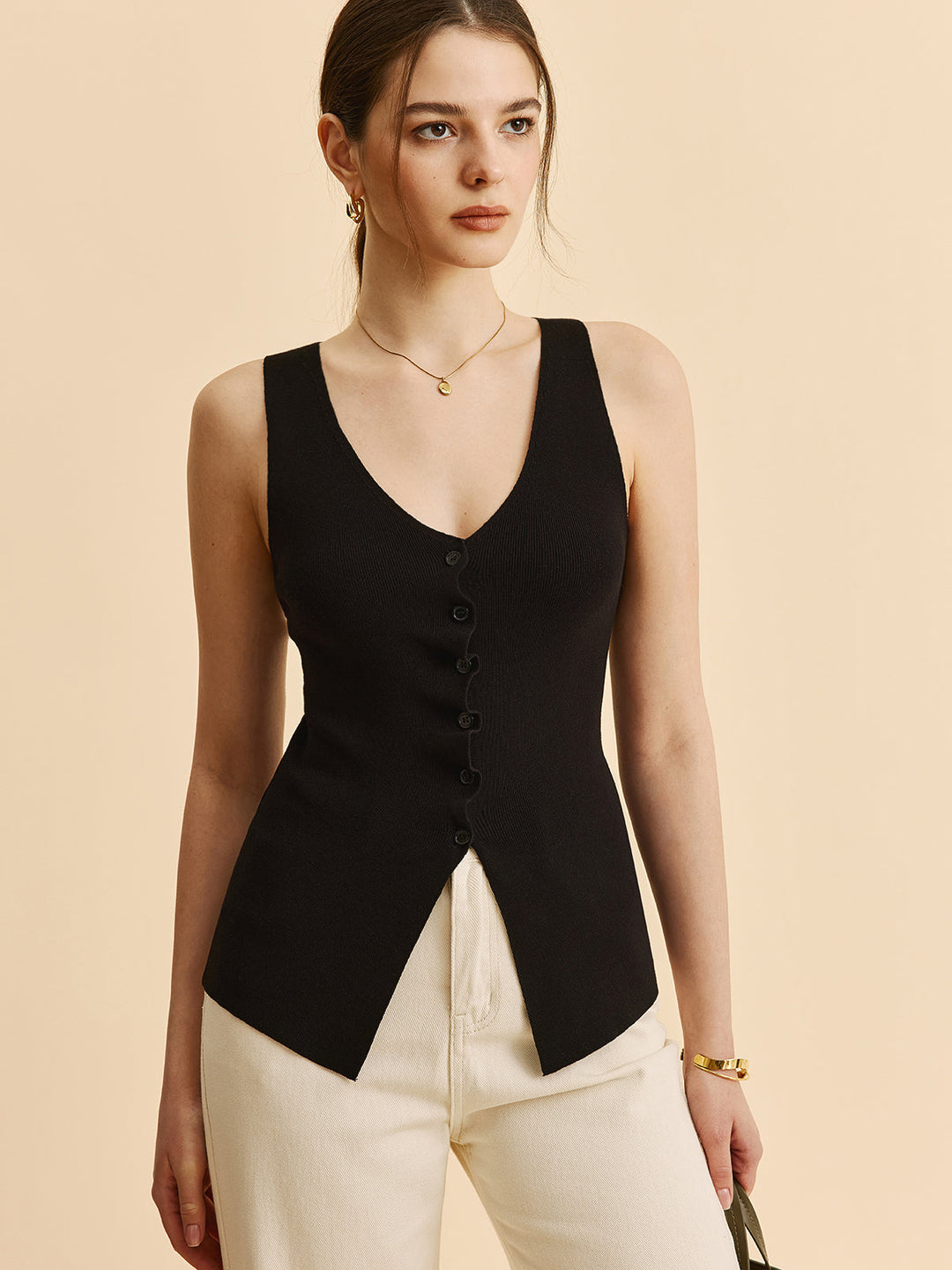 Marul Kesimli Bölünmüş Kazak Yelek