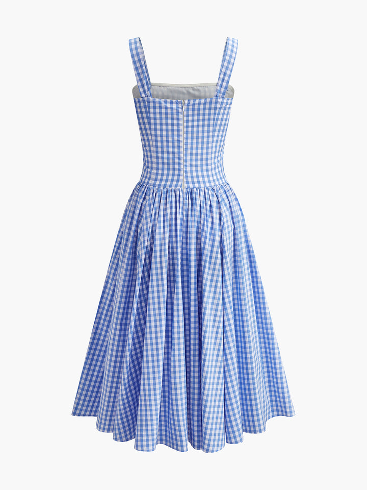 Bağcıklı Dama Tahtası Korse Elbise