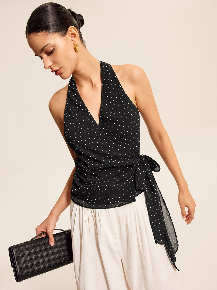 Polka Dot Sarma Bağcıklı Askılı Üst