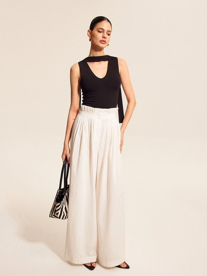 V Yakalı Üst Ve Eşarp Tarzı Boyun Bağı