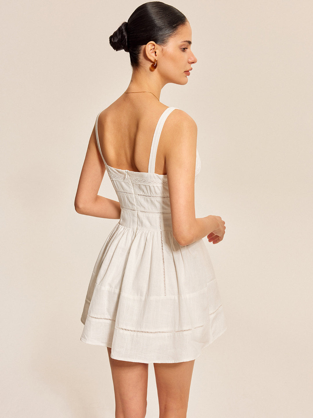 Pamuklu Dantel Kenarlı Kare Yaka Elbise