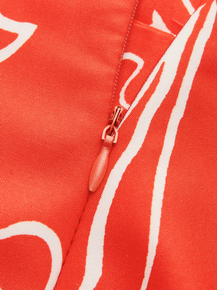 Halter Bağcıklı Baskılı Elbise