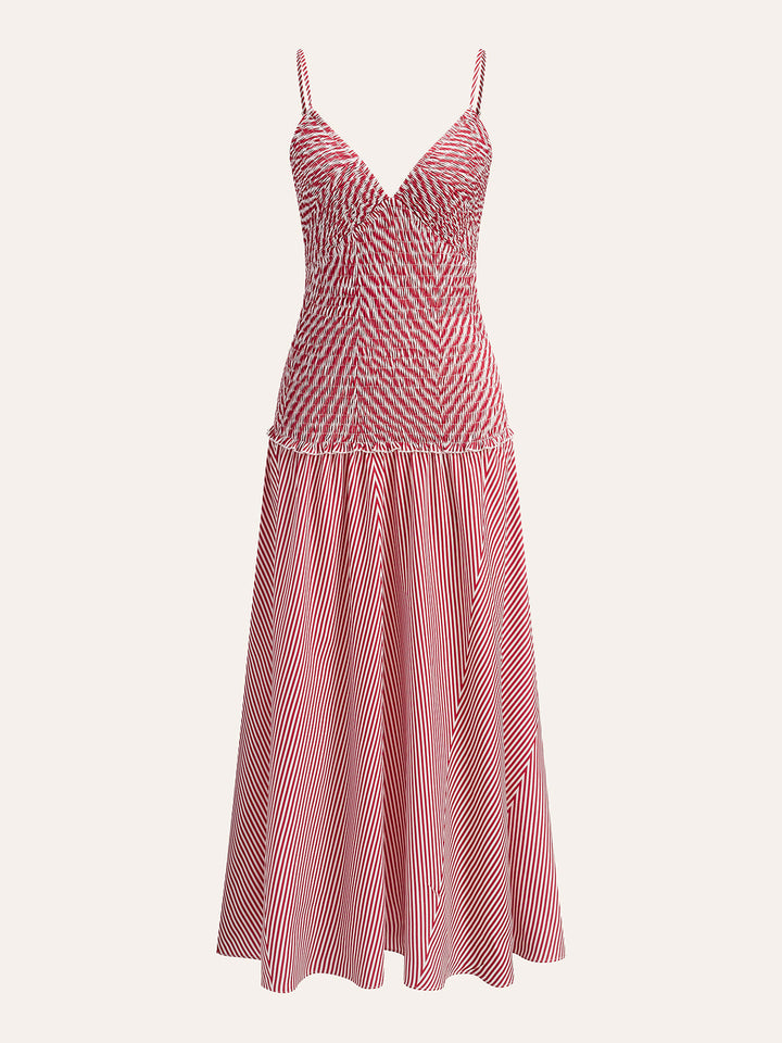 Büzgülü V Yaka Kolsuz Pileli Elbise