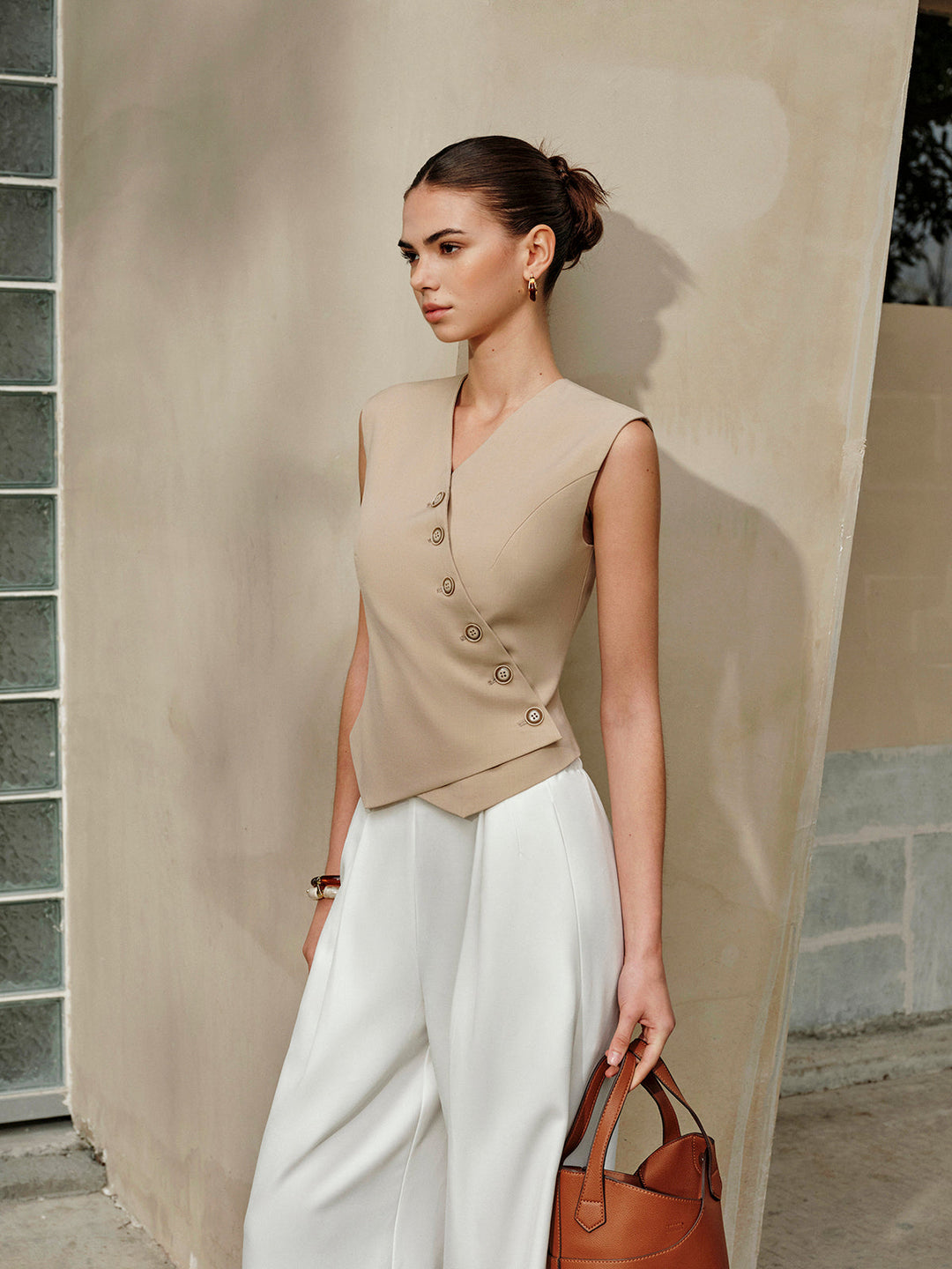 Asimetrik Düğmeli Yelek