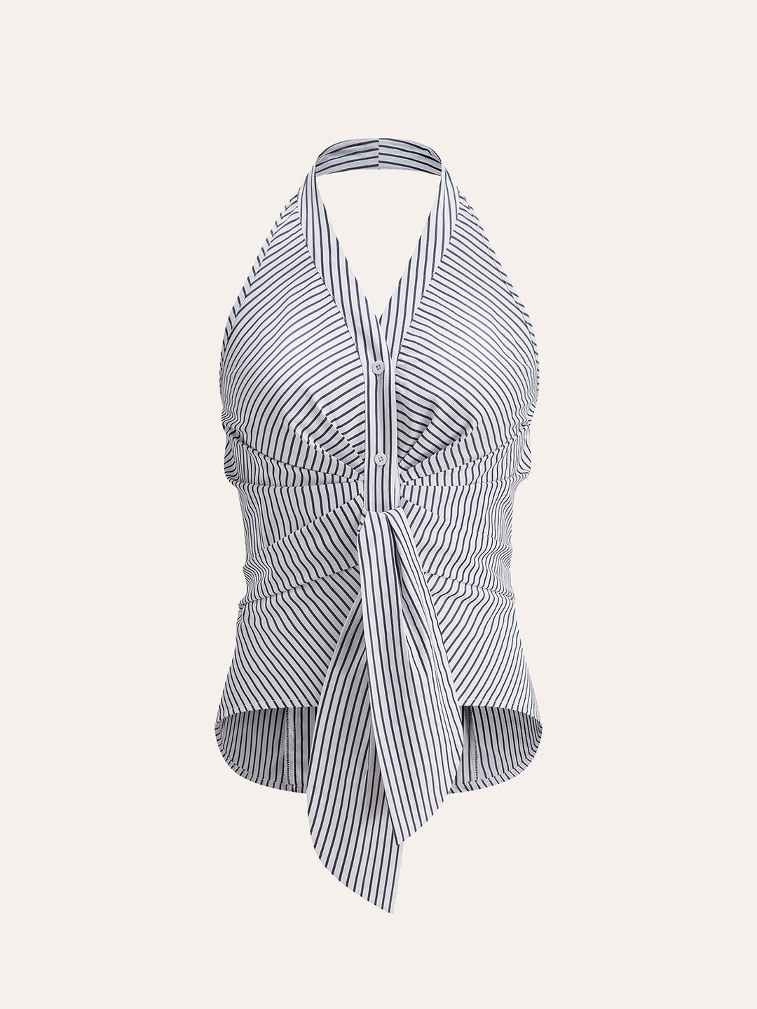 Çizgili Halter Bağlamalı Üst