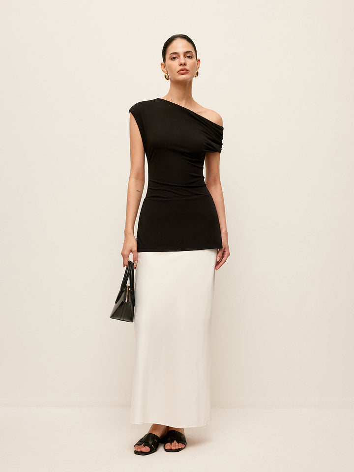 Asimetrik Yakalı Bölünmüş Bluz