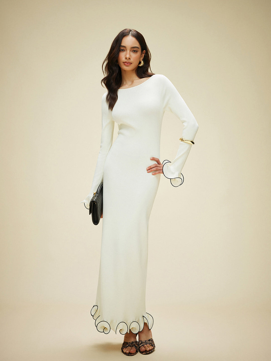 Taraklı Etek Ucu Örme Sırtı Açık Elbise