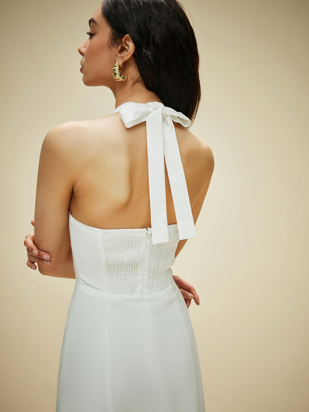 Pamuk Ve Keten Askılı Papyon Elbise