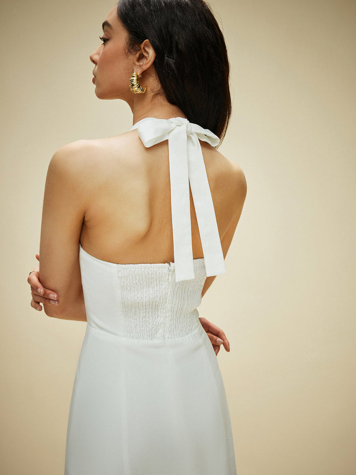 Pamuk Ve Keten Askılı Papyon Elbise