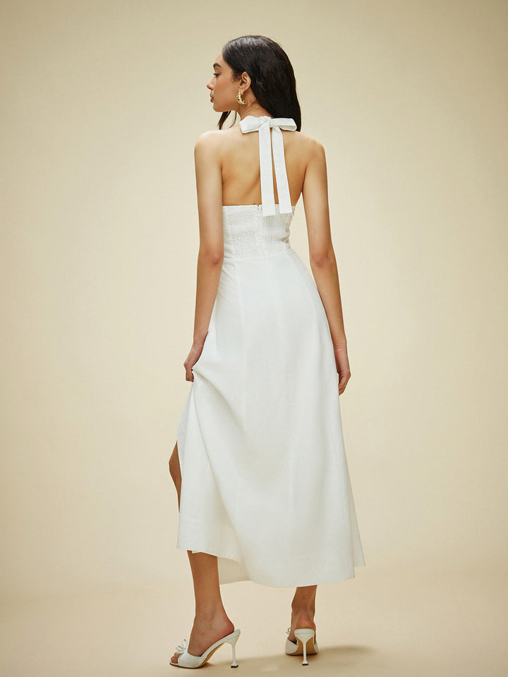 Pamuk Ve Keten Askılı Papyon Elbise