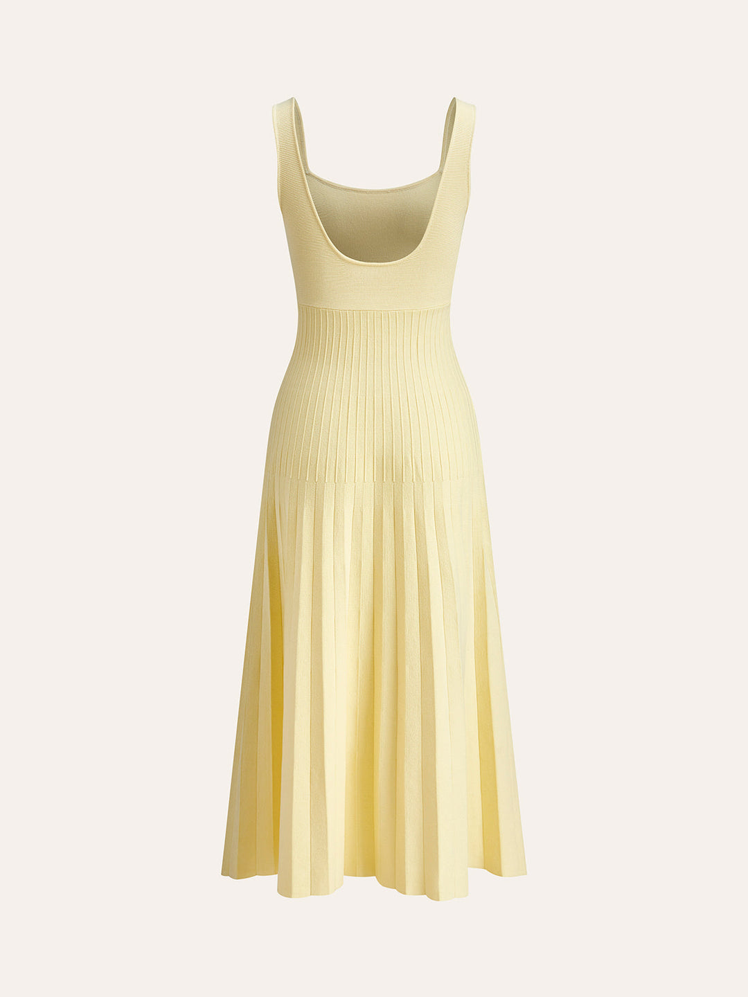 Kare Yakalı Yivli Örgü Elbise