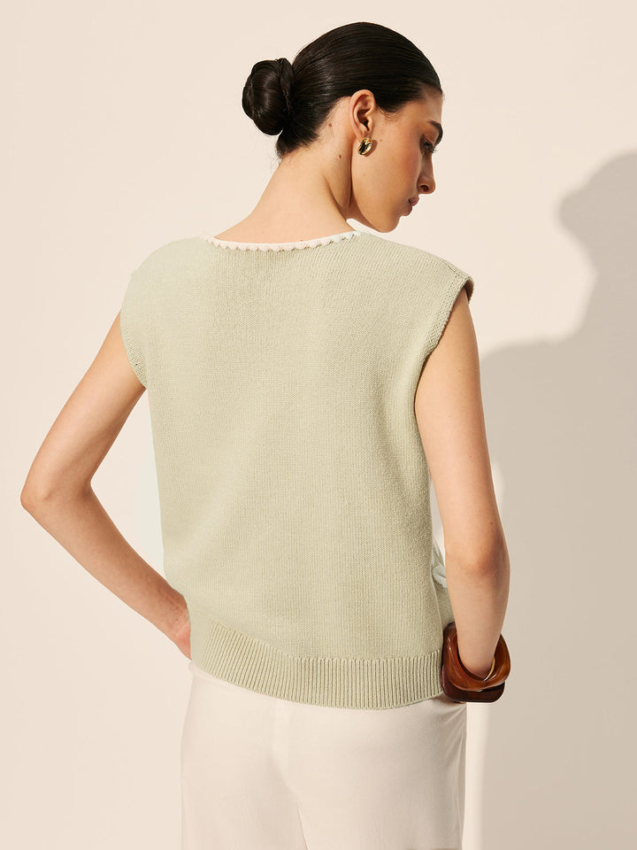 Nakışlı Fiyonklu Çiçekli Kazak Yelek