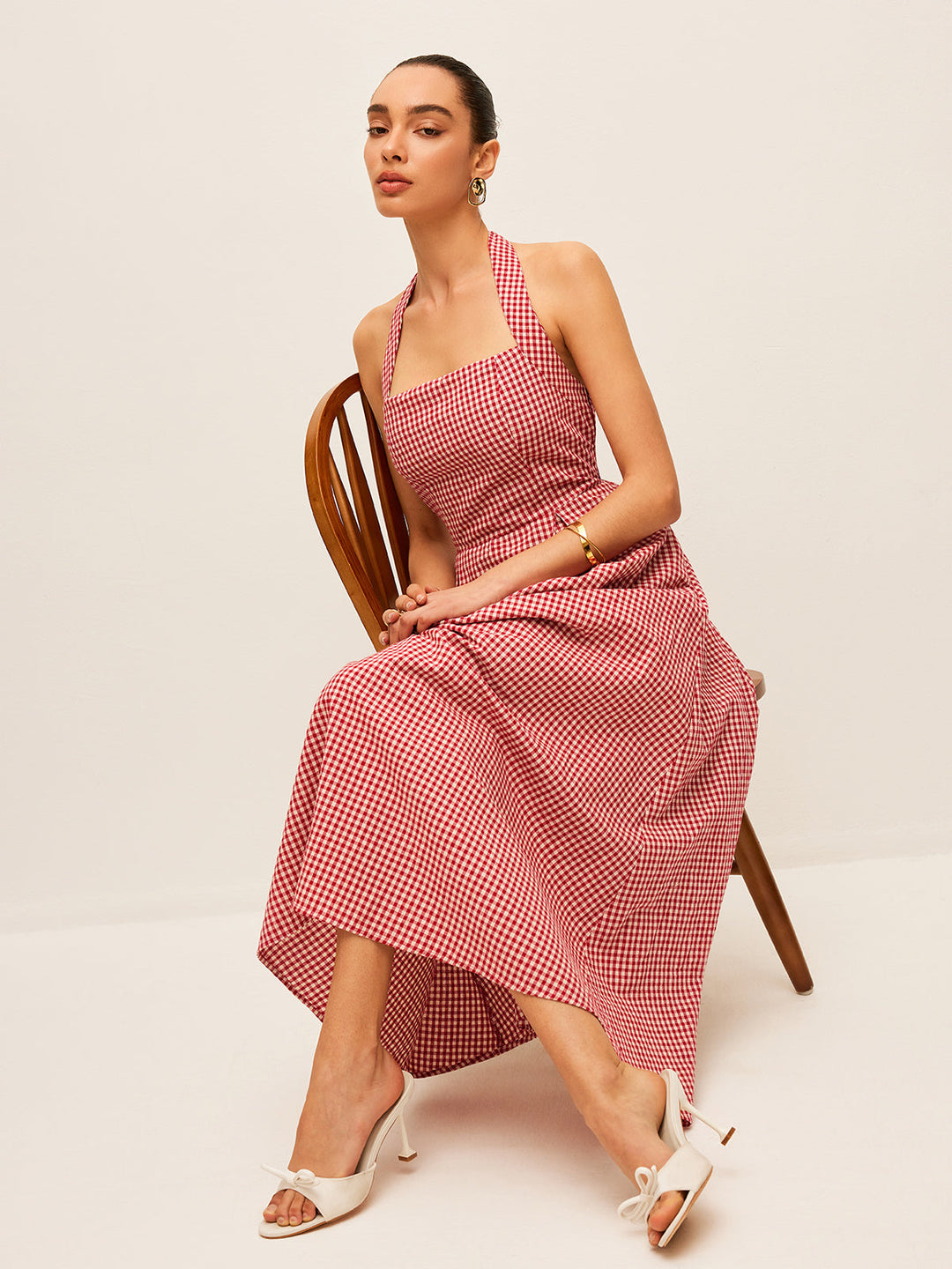 Şık Pamuklu & Keten Ekose Askılı Elbise ile Zahmetsiz Şıklık