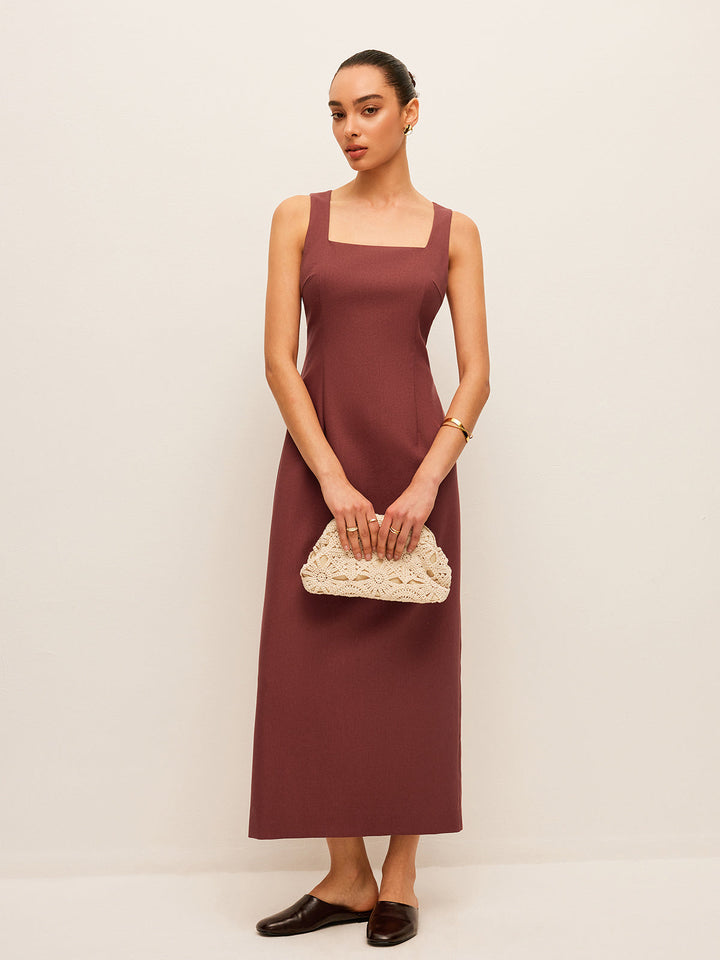 Pamuk & Keten Sırt Yırtmaçlı Elbise