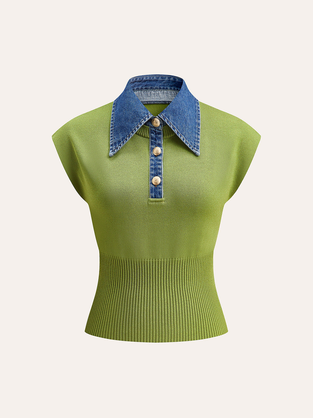 Kot Yakalı Yivli Örgü Üst