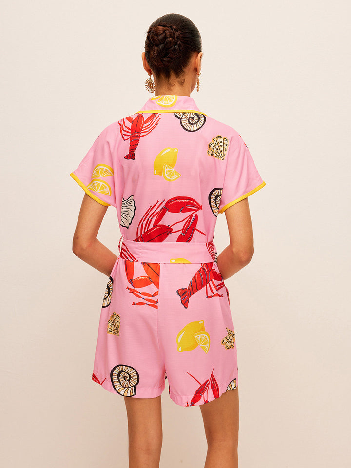 Meyve Ve Kabuk Desenli Bağcıklı Tulum