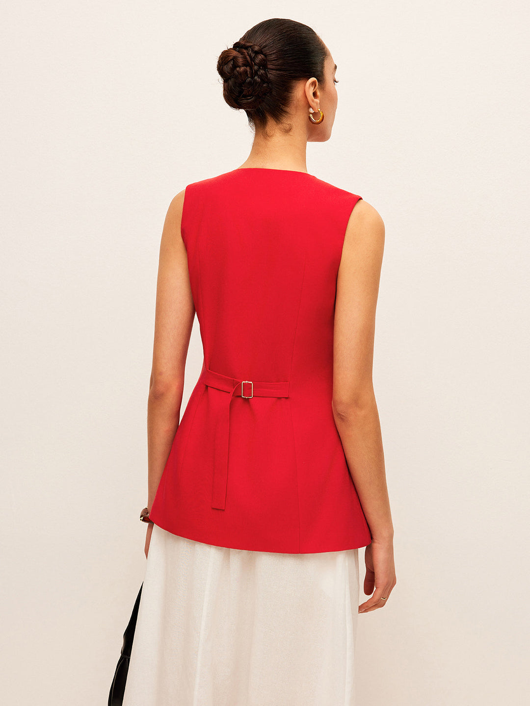 Pamuklu Ve Keten Düğmeli Yelek