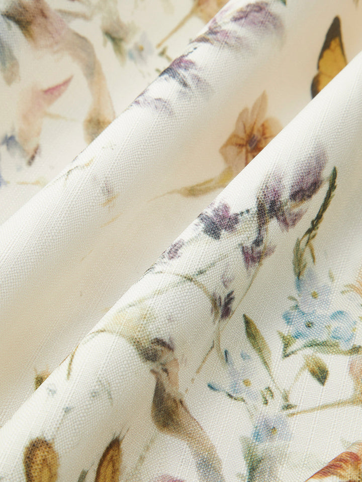 Kemerli Balon Kol Çiçekli Elbise