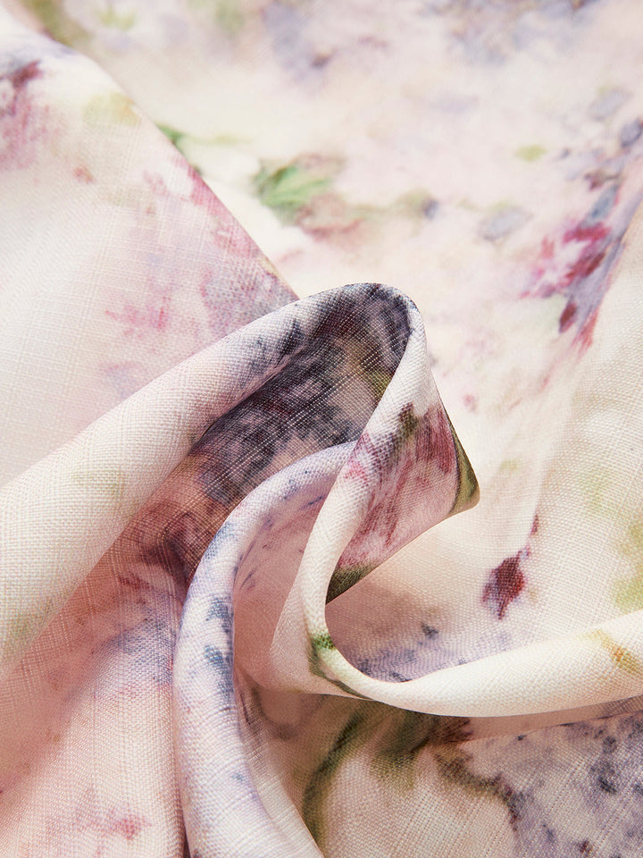 Kemerli Balon Kol Çiçekli Elbise