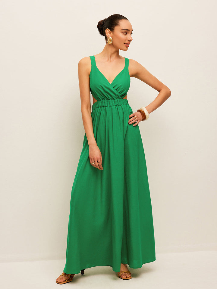 Pamuk & Keten Sırt Bağlama Detaylı Elbise