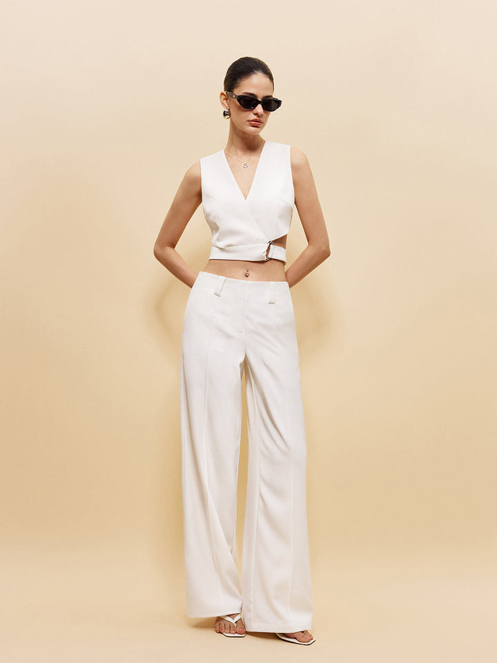 Yan Halka Detaylı V Yaka Kısa Üst