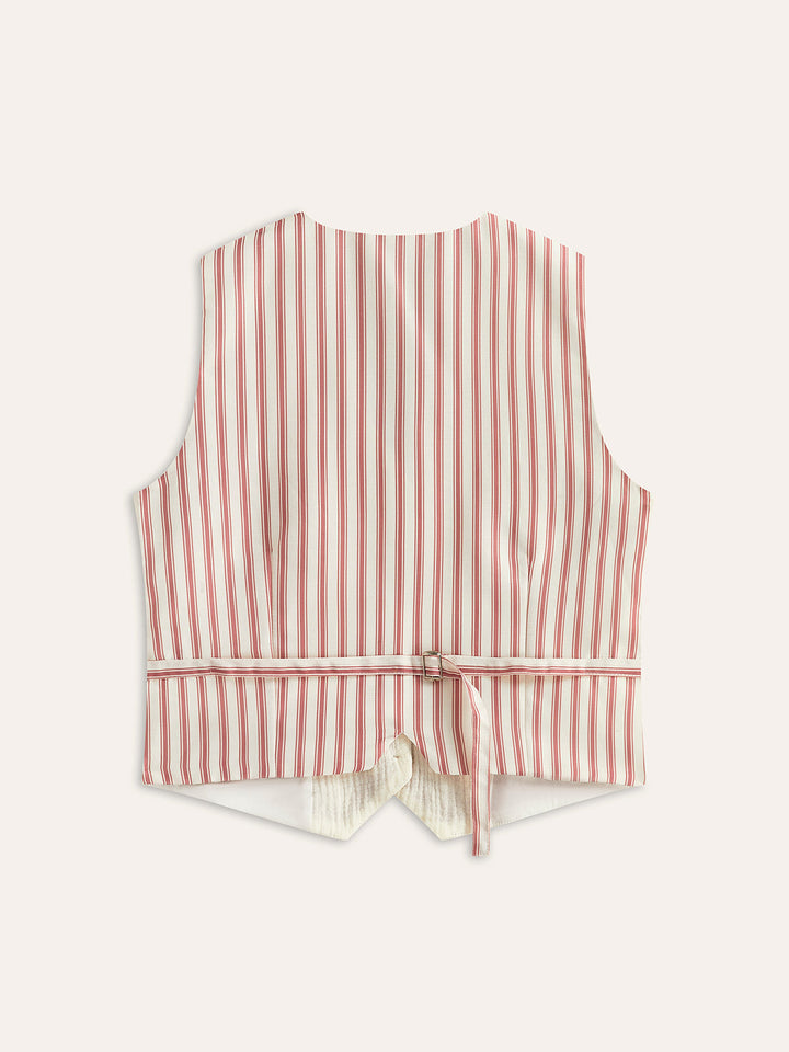 Boho Desenli Yelek Kemerli Sırt