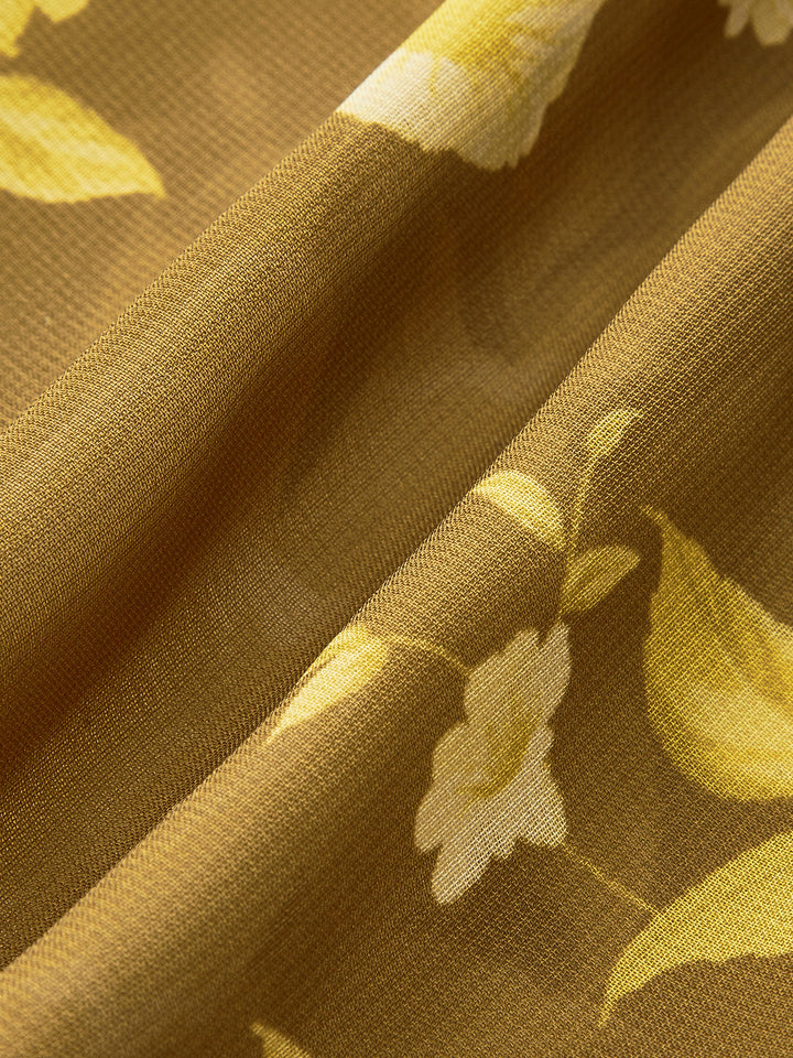 Çiçekli Fırfırlı Arkadan Bağlamalı Cami Elbisesi