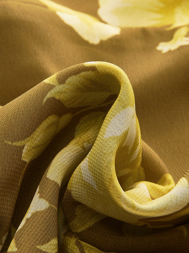 Çiçekli Fırfırlı Arkadan Bağlamalı Cami Elbisesi