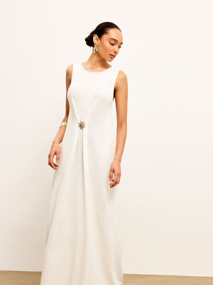 Metal Detay Kolsuz Kazak Elbise