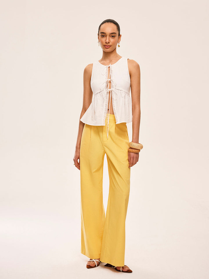 Pamuklu Bağcıklı Detaylı Yarı Şeffaf Üst