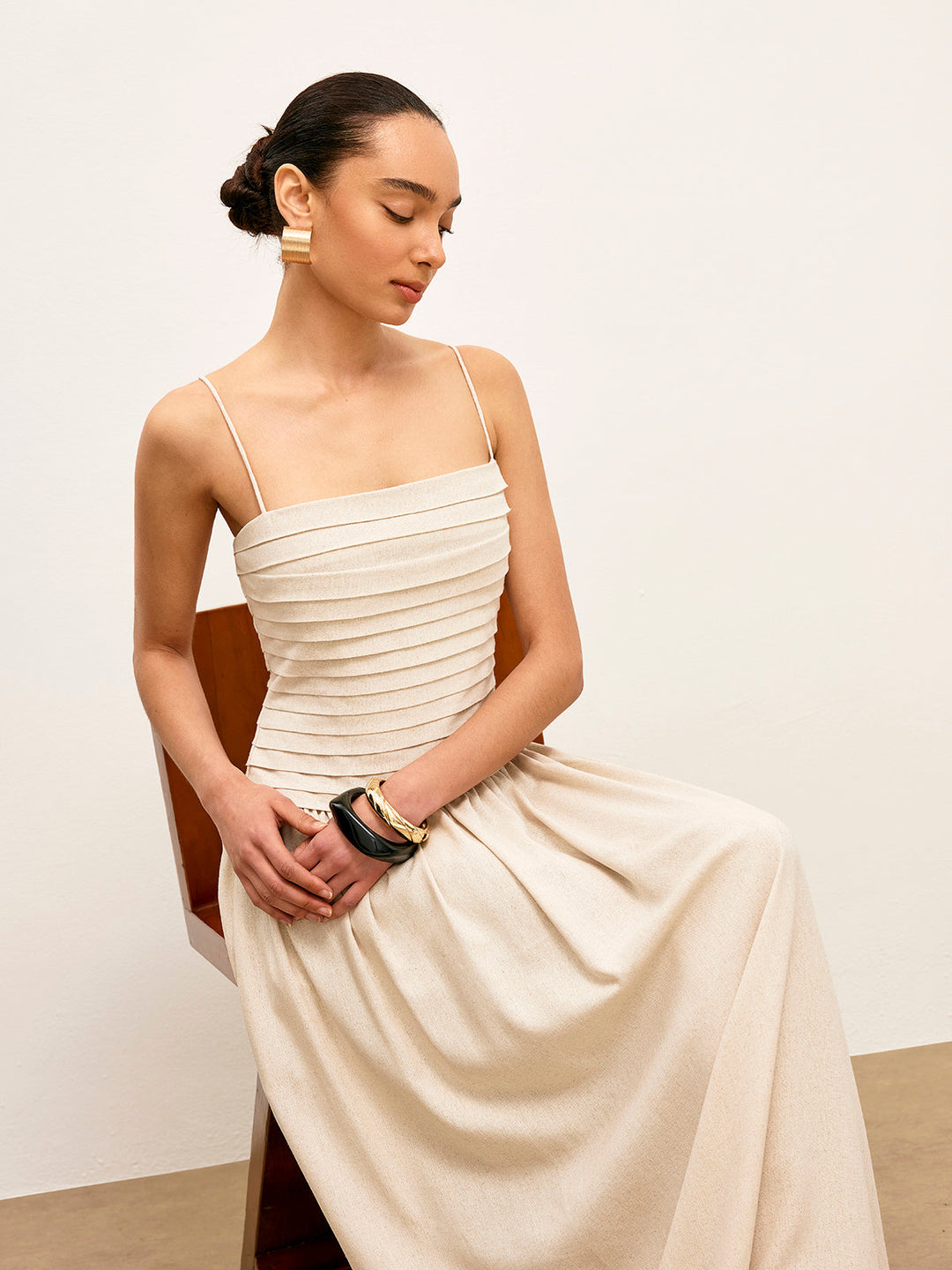 Buruşuk Bağcıklı Askılı Atlet Elbise