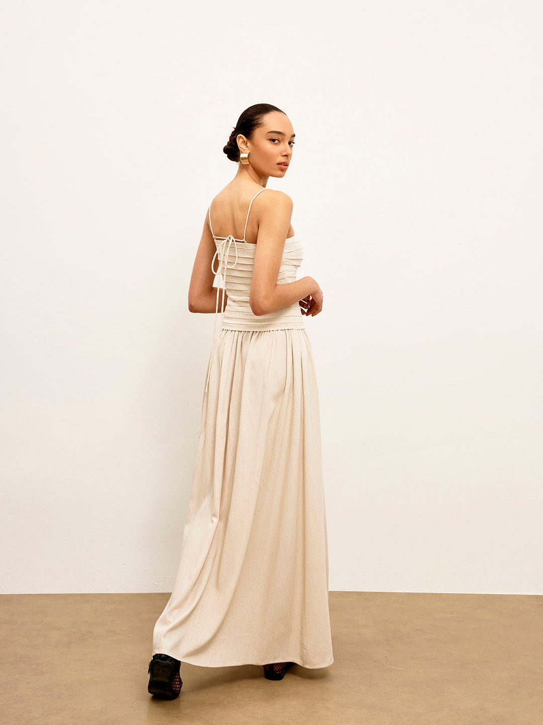 Buruşuk Bağcıklı Askılı Atlet Elbise