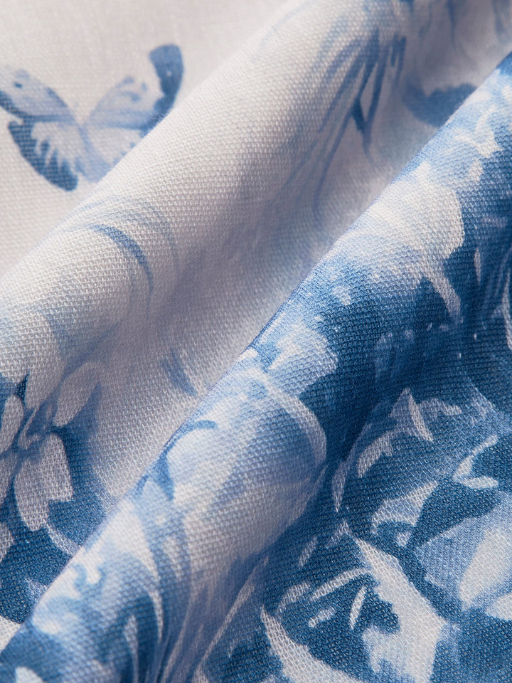 Bağcıklı Askılı Renkli Blok Çiçek Desenli Elbise