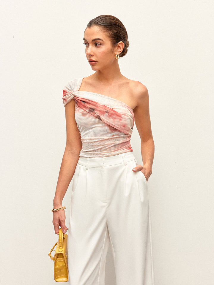 Yarı Şeffaf Tek Omuzlu Üst