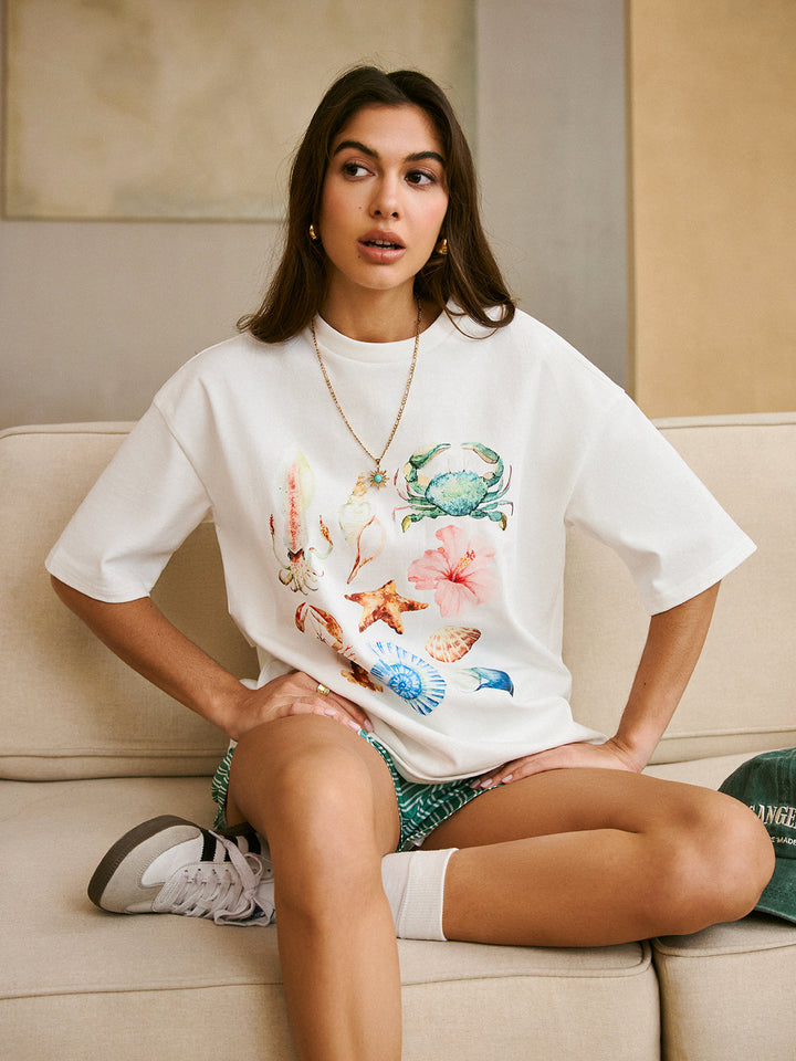 Pamuklu Boho Baskılı Tişört