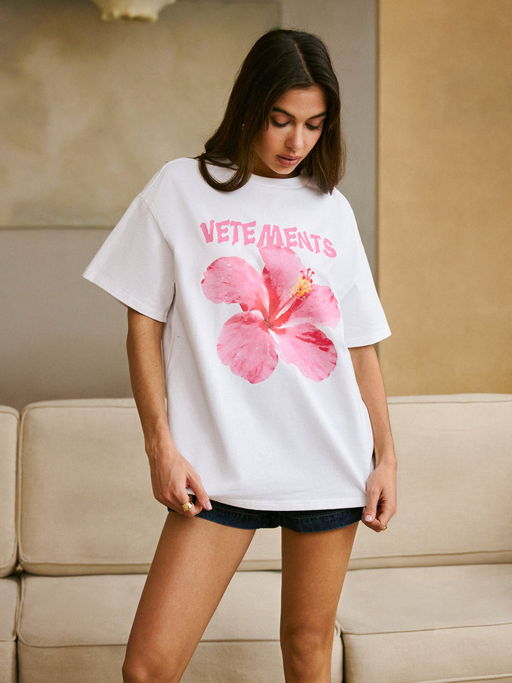 Pamuklu Yuvarlak Yaka Baskılı Tişört