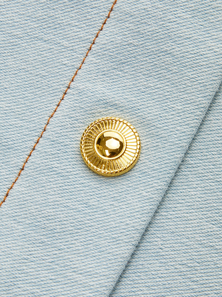 Kemerli Önü Düğmeli Kot Elbise