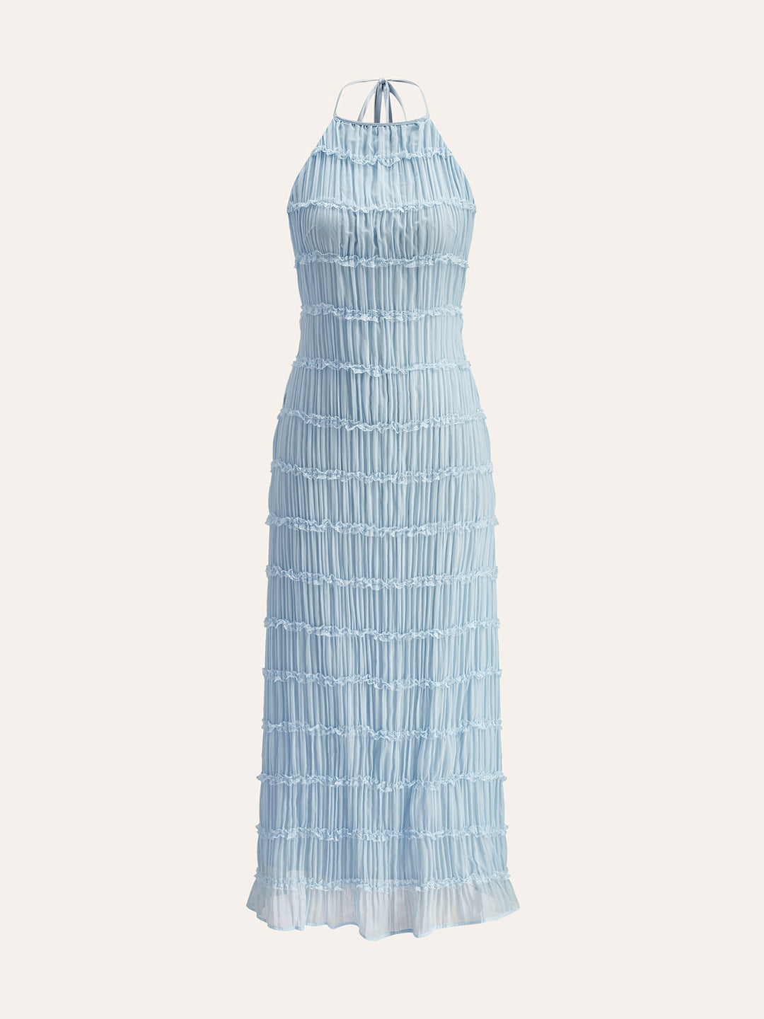 Halter Askılı Sırt Fırfırlı Elbise