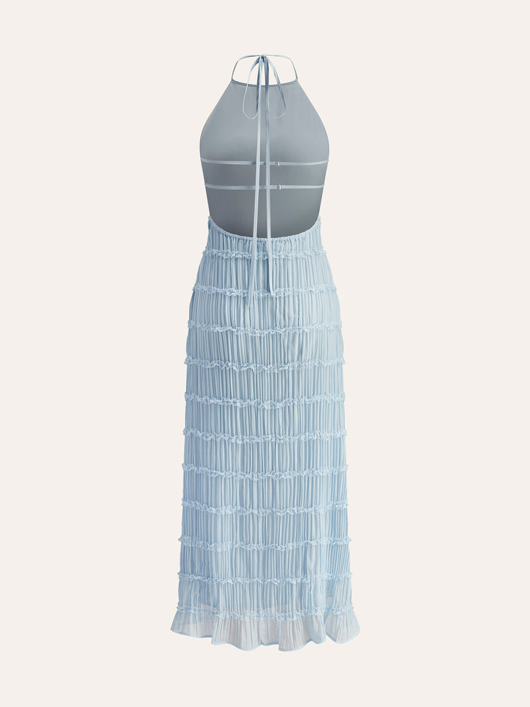 Halter Askılı Sırt Fırfırlı Elbise