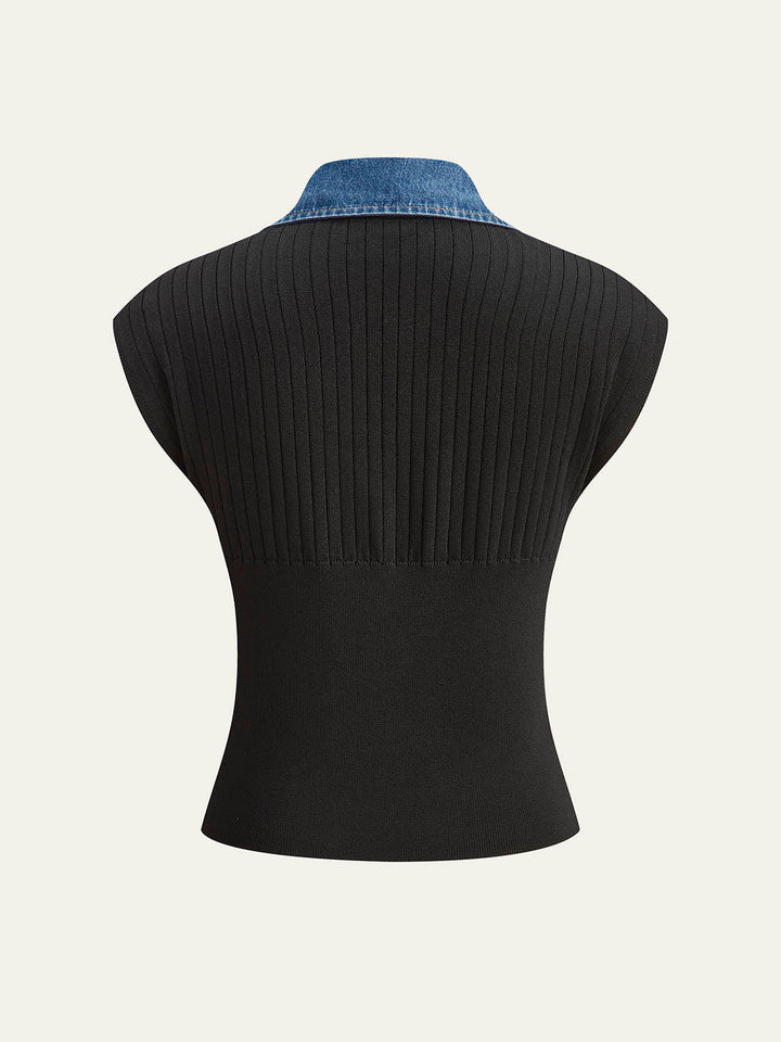 Kot Kenarlı Yivli Örgü Üst