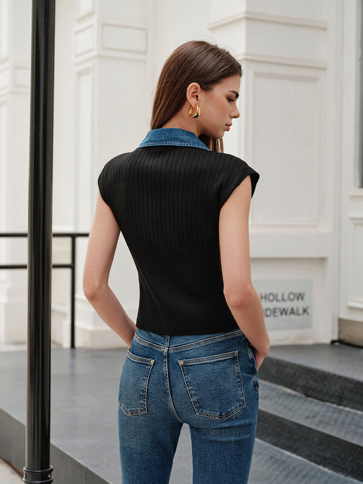 Kot Kenarlı Yivli Örgü Üst