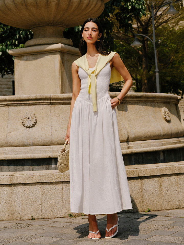 Pamuklu Cep Detaylı Askılı Elbise