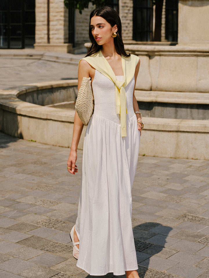 Pamuklu Cep Detaylı Askılı Elbise