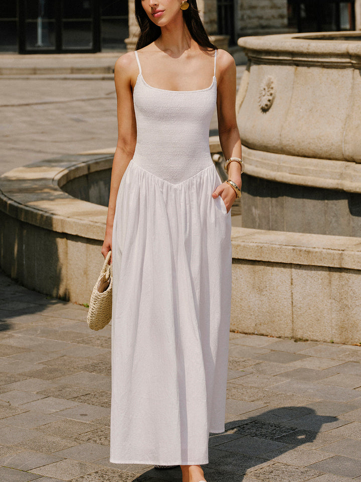 Pamuklu Cep Detaylı Askılı Elbise