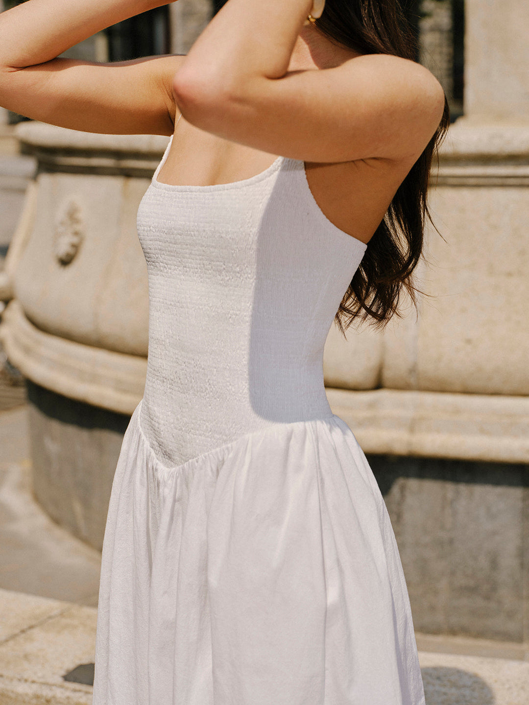 Pamuklu Cep Detaylı Askılı Elbise