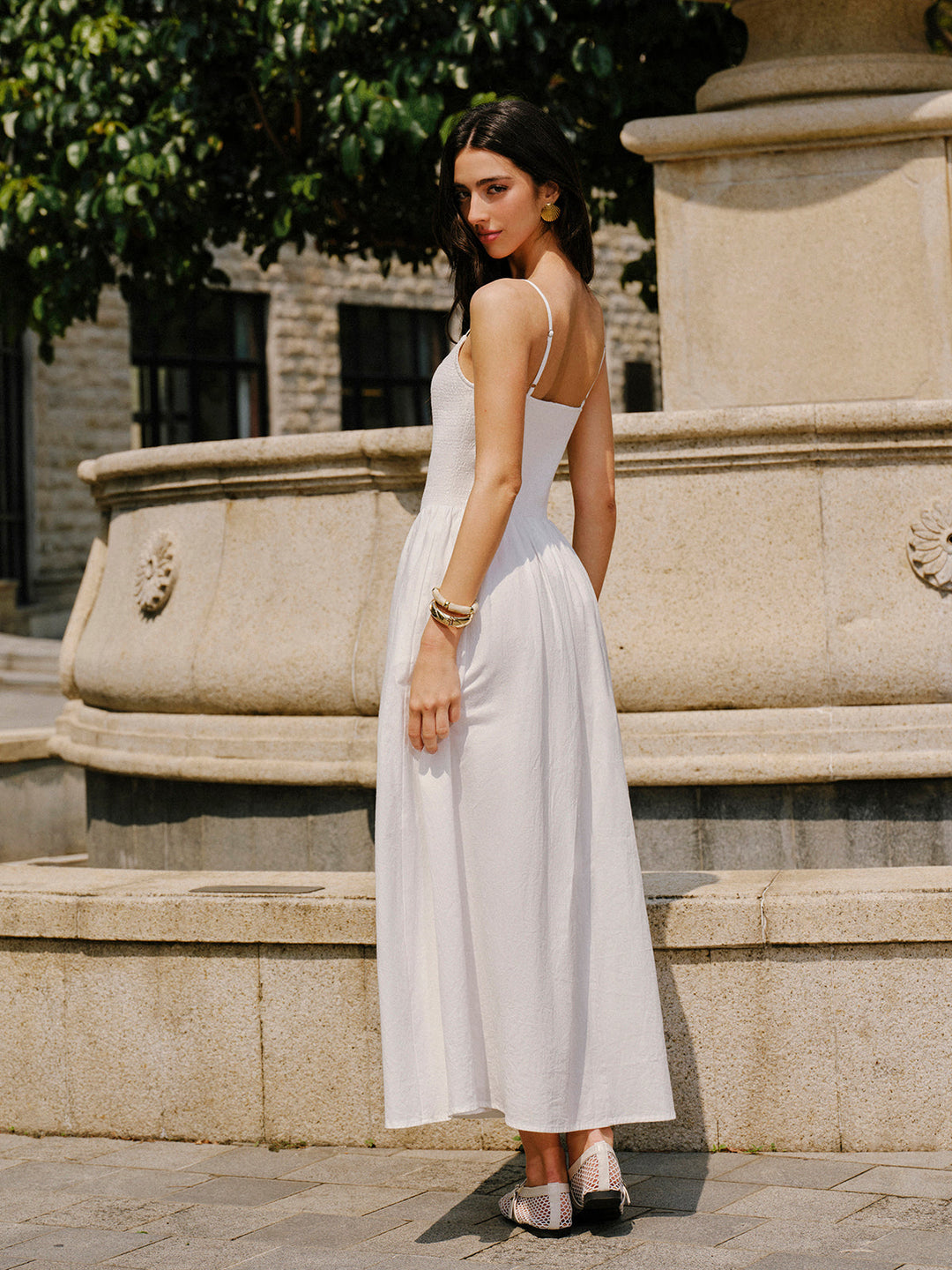 Pamuklu Cep Detaylı Askılı Elbise