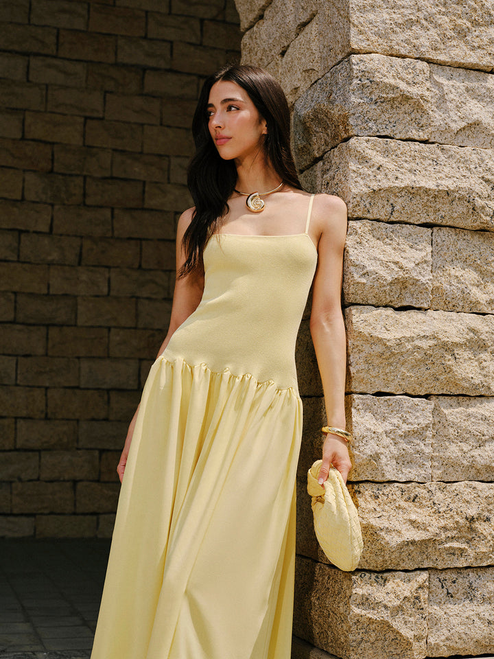 Pliseli Etek Askılı Kazak Elbise