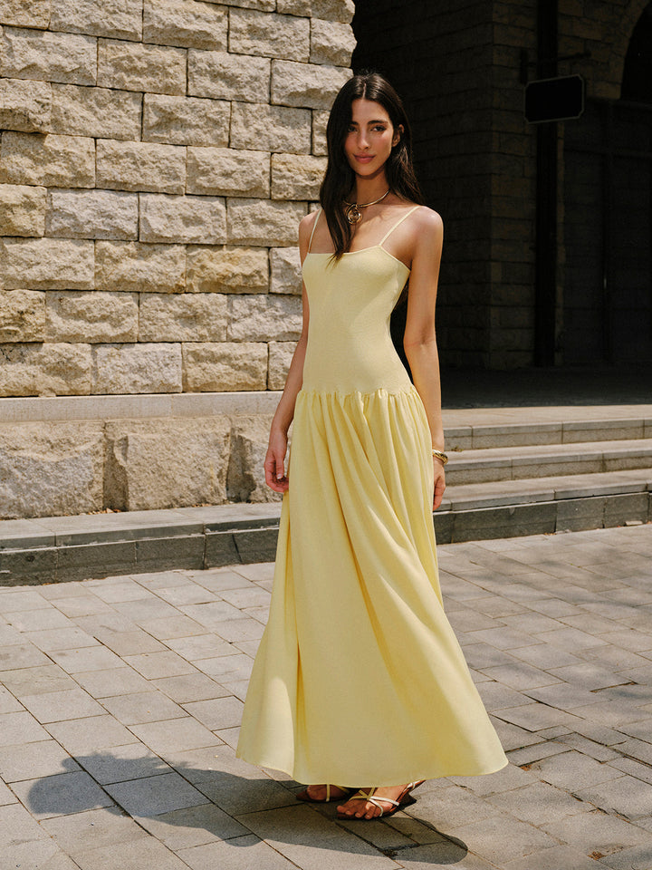 Pliseli Etek Askılı Kazak Elbise