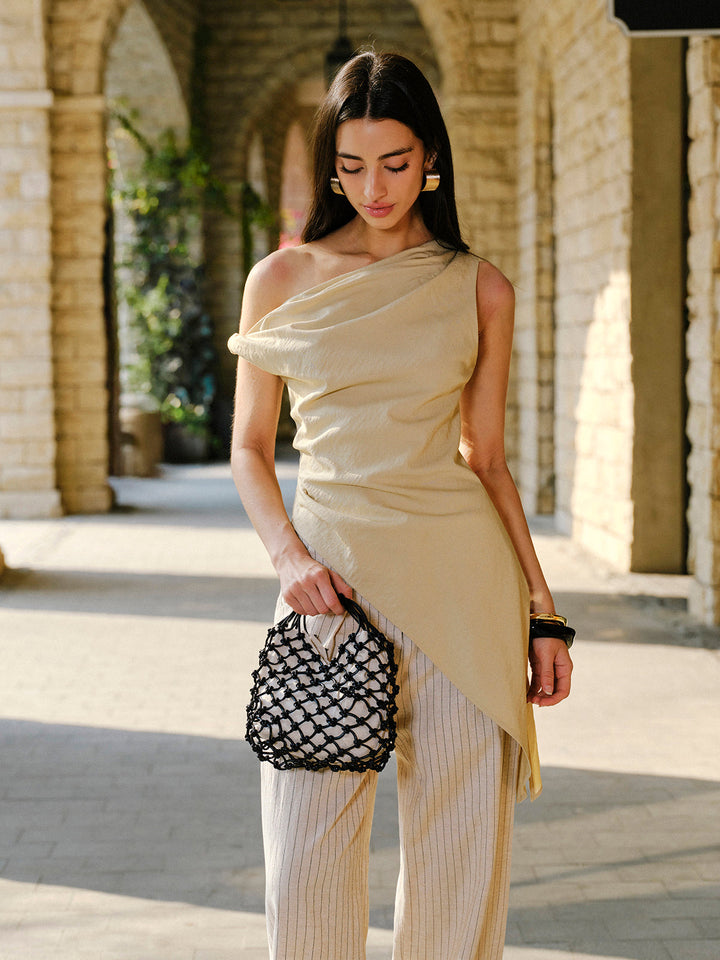 Pamuk & Keten Asimetrik Bluz