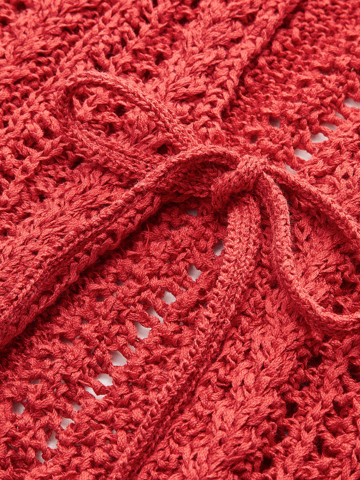 Örgü Önü Bağcıklı Kolsuz Yelek